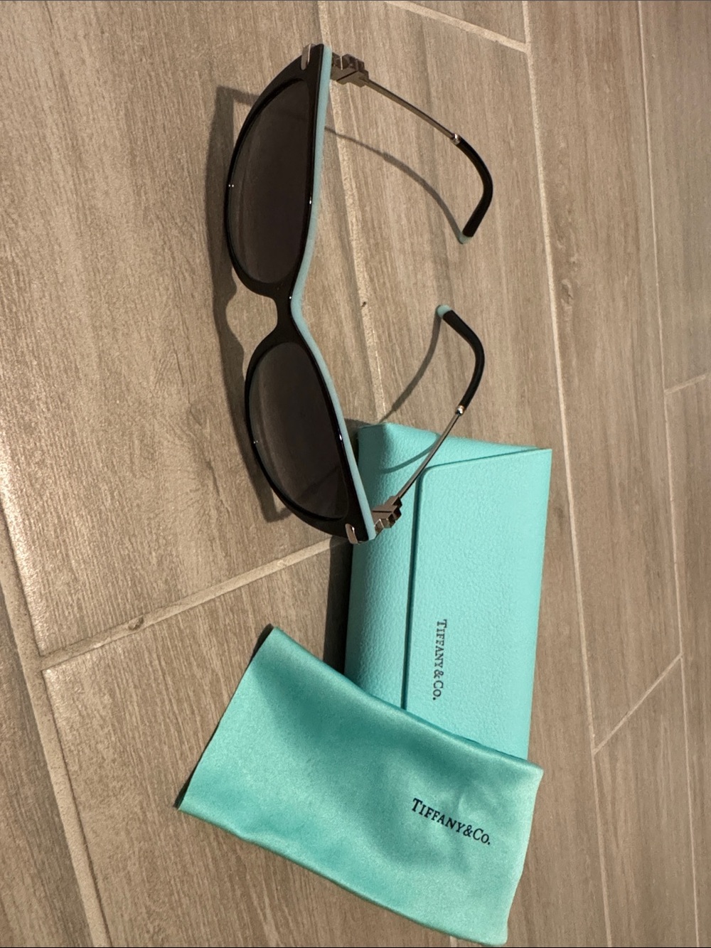 Tiffany & Co. Turquoise Frame Sunglasses with Black Lenses